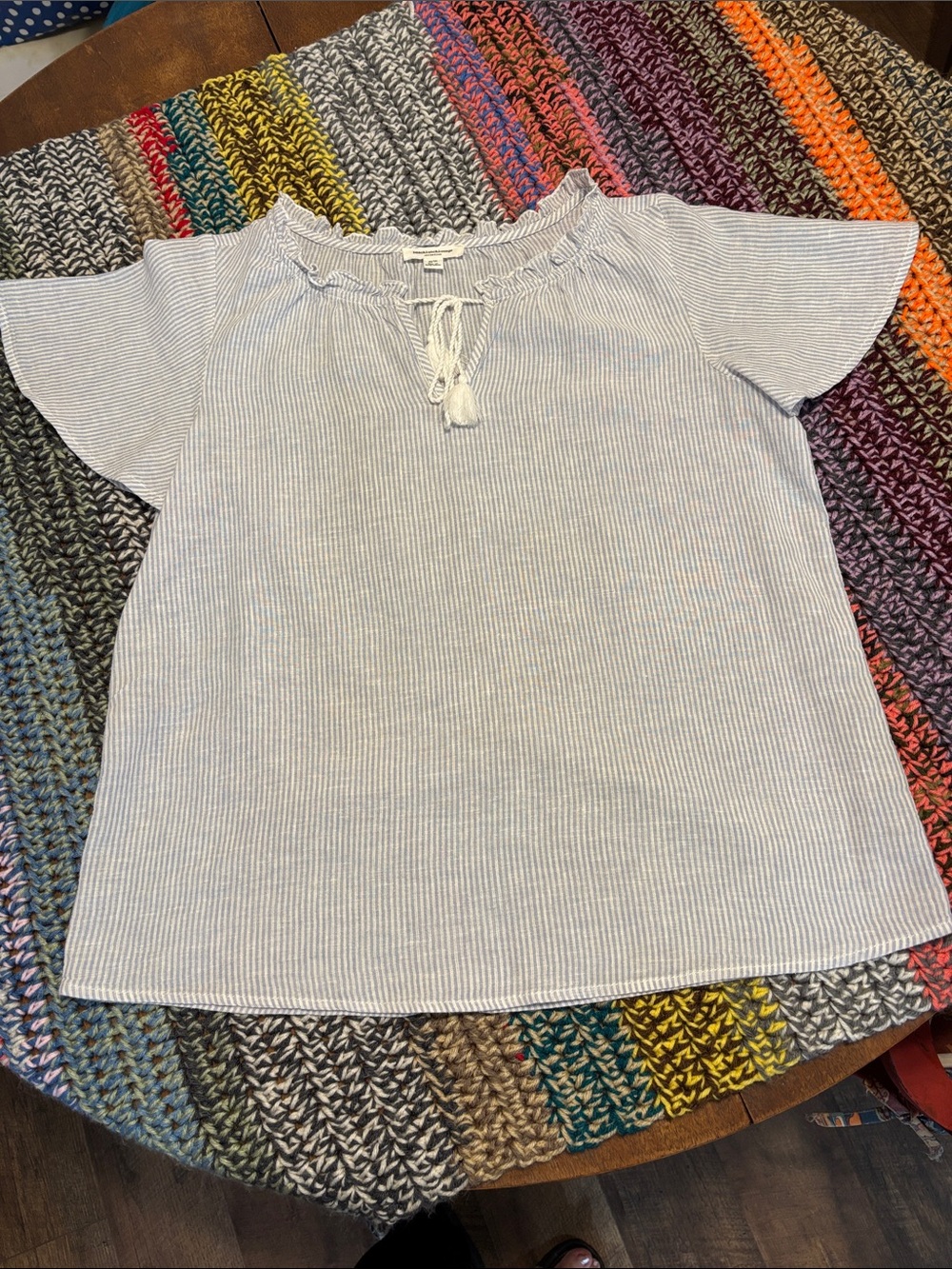 beachlunchlounge Light Blue & White Striped Tassel Tie Tunic - Picture 4 of 6